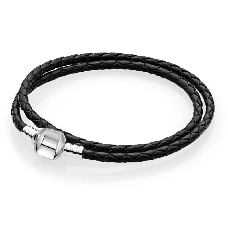 Leather Chain Charm Bracelet