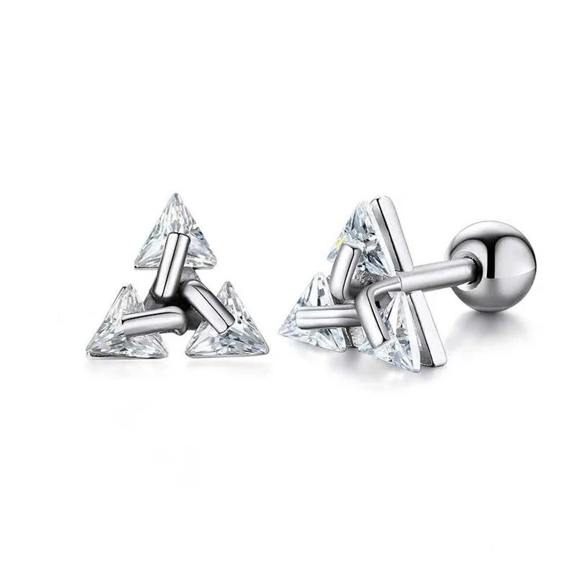 Triangle Crystal Zircon Stud Earrings